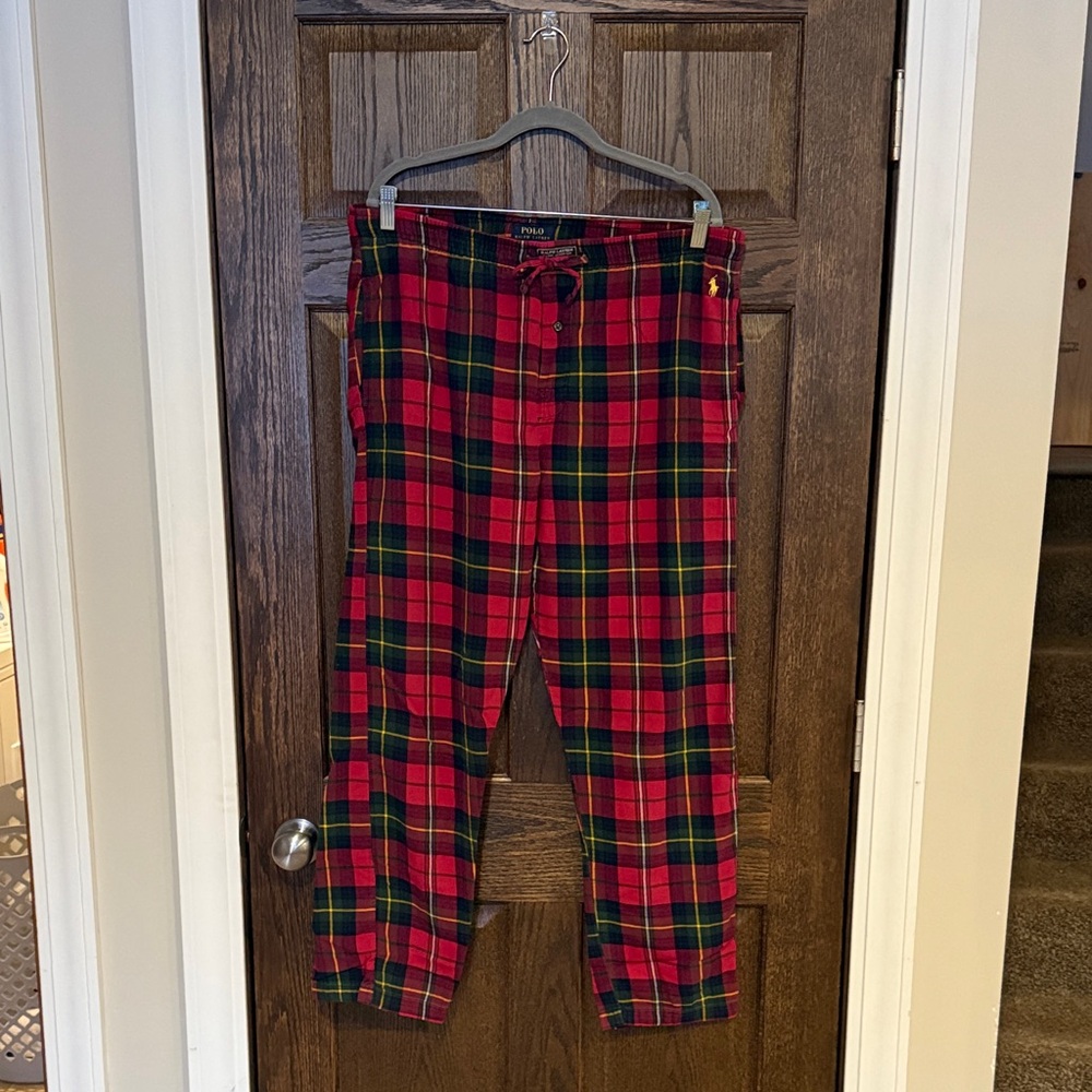 Polo Ralph Lauren Red Tartan Plaid Pajama Pants size medium runs big